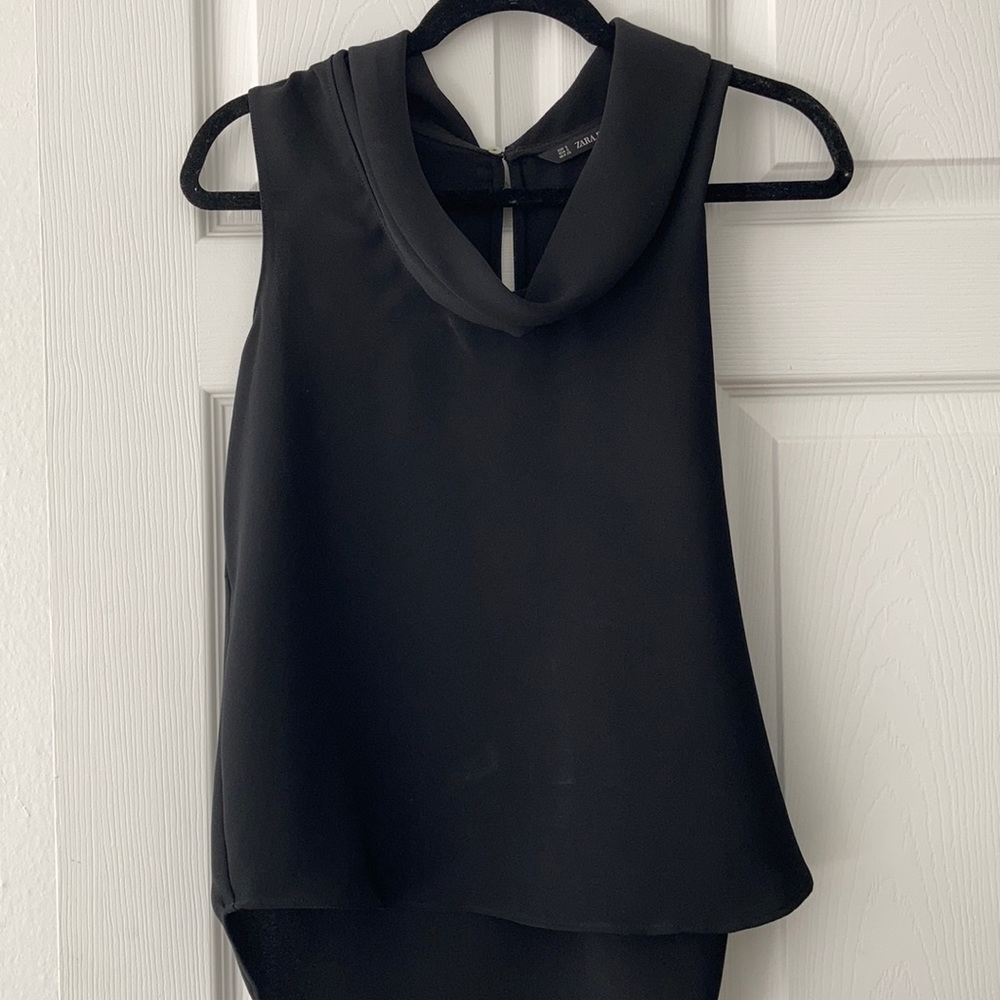Zara Black Cowlneck Blouse